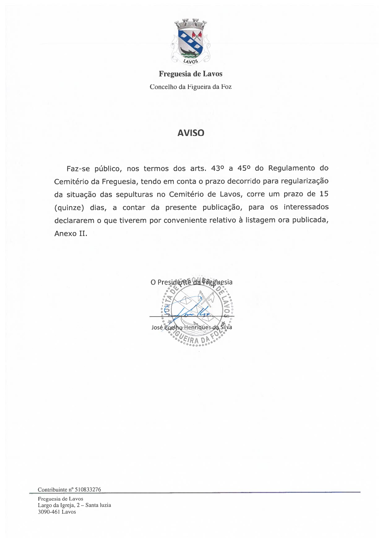 AVISO - Cemitério